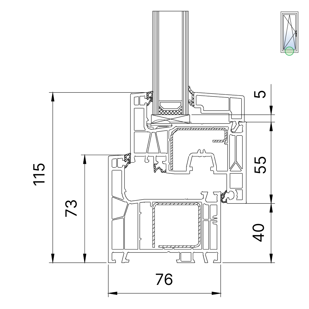 Section du profilé PVC IDEAL® neo AD