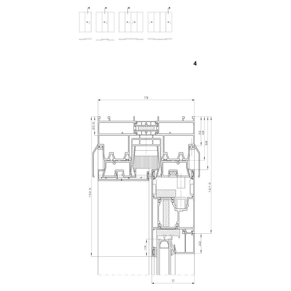 MB-77 HI : Cadre supérieur vitrage fixe intérieur