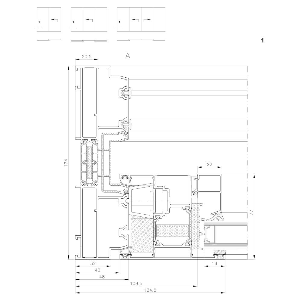 MB-77 HI : Extérieur gauche vitrage fixe