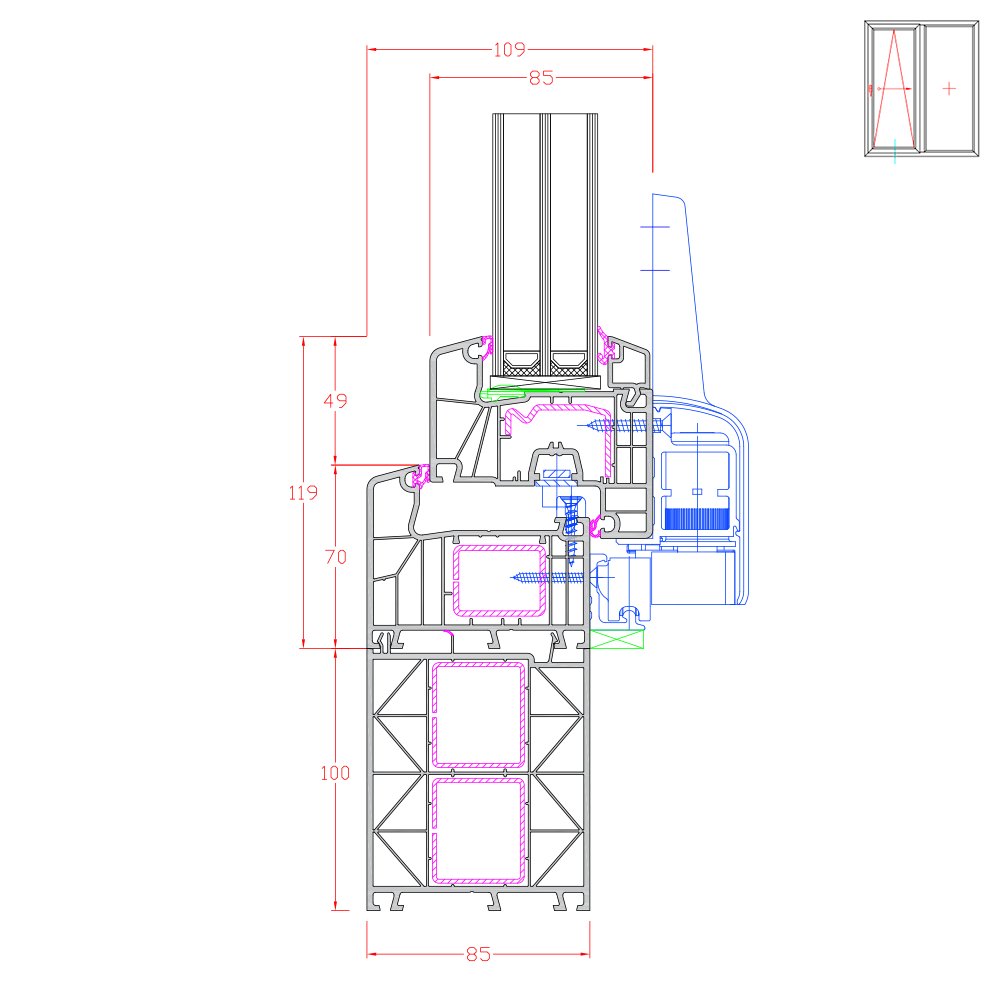 Ideal 7000 - Élargisseur de cadre 100 mm