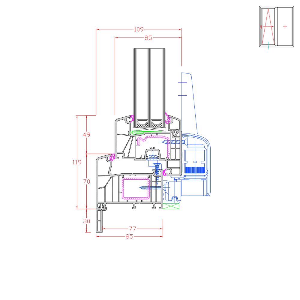 Ideal 7000 - Profilé de raccord appui 30 mm