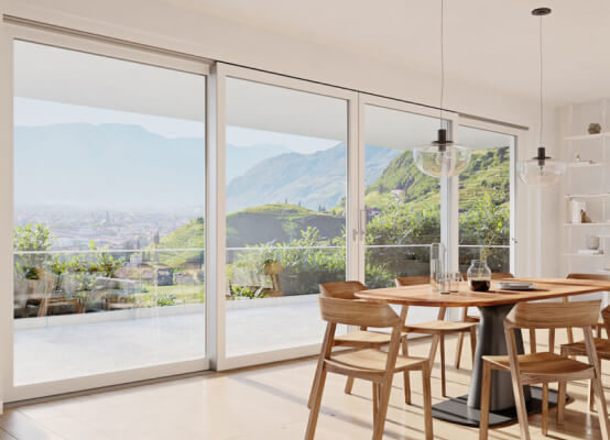 VEKA baie vitrée installation en blanc