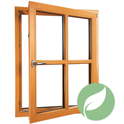 fenêtre en bois donatrice d'énergie solaire