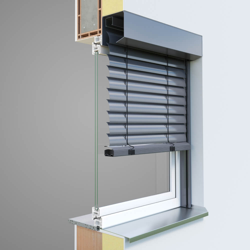 Brise-soleil orientable extérieur rectangulaire 20° - Coupe du profilé
