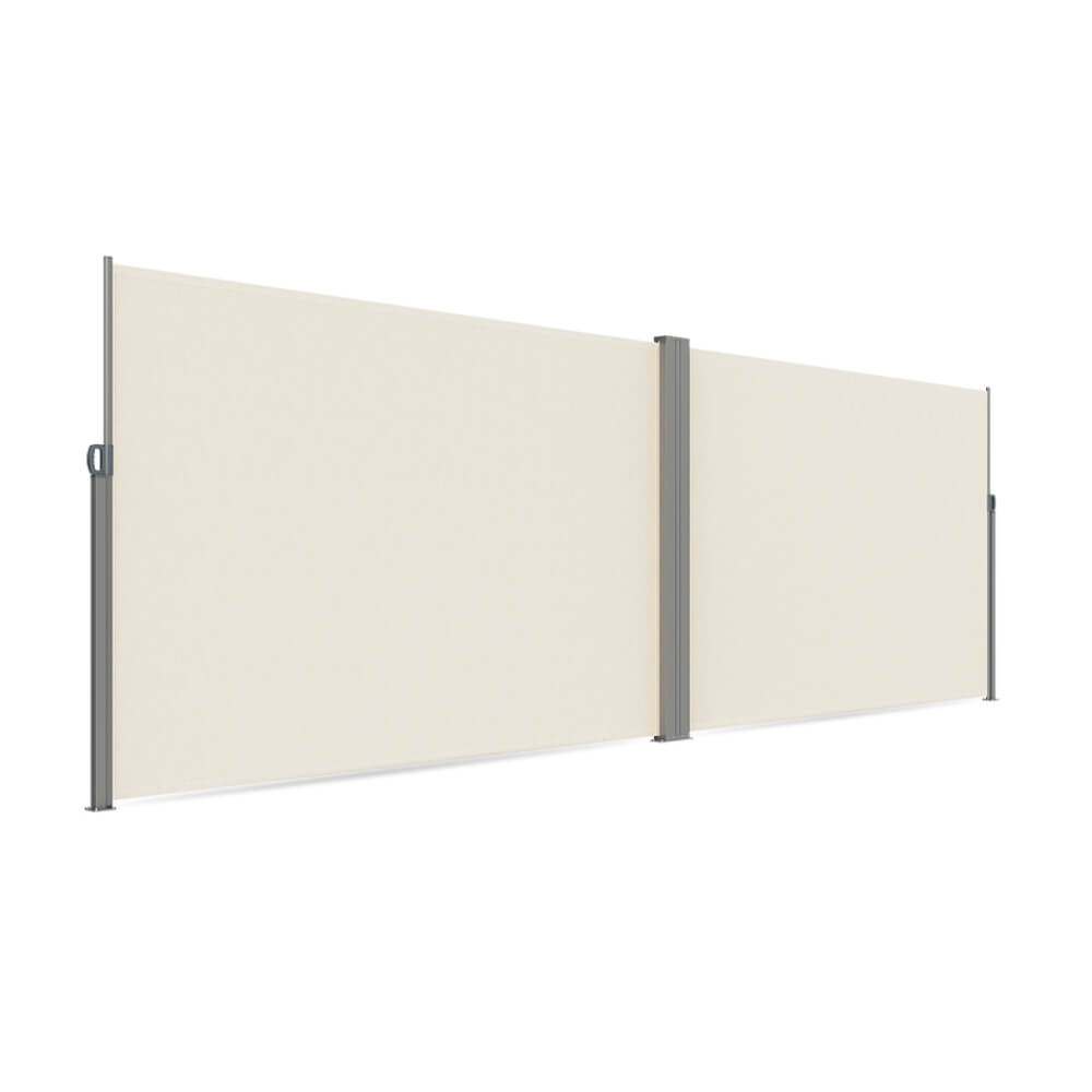 Brise-vue rétractable d'angle beige