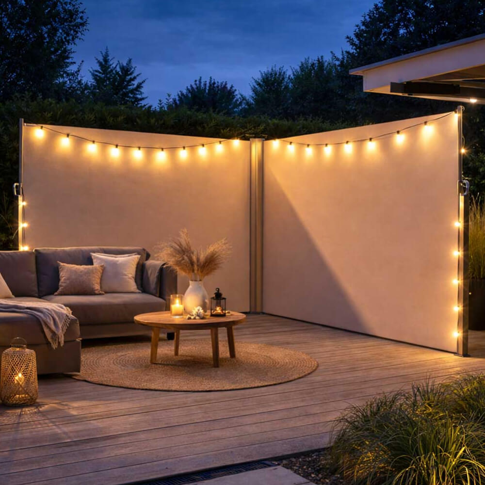 Brise-vue rétractable beige de nuit