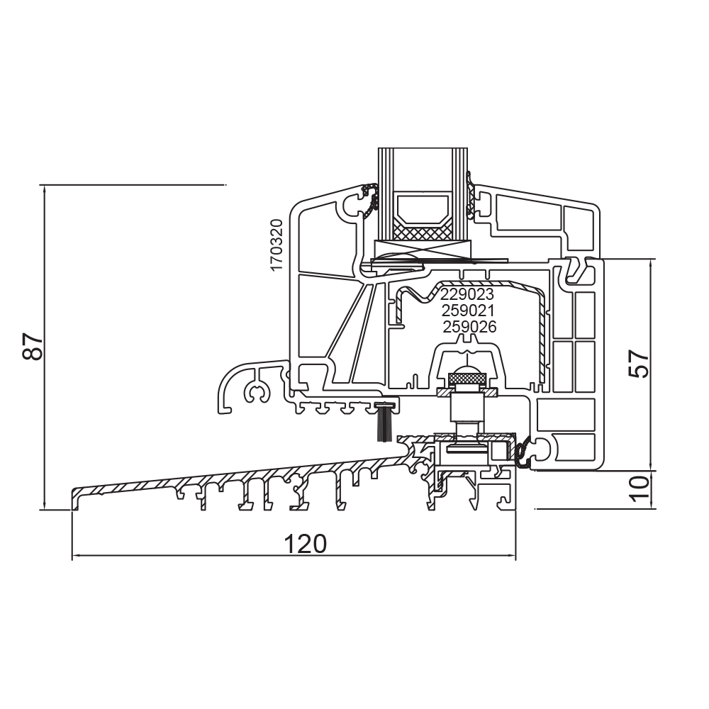 Ideal 7000 Porte-Fenêtre avec seuil