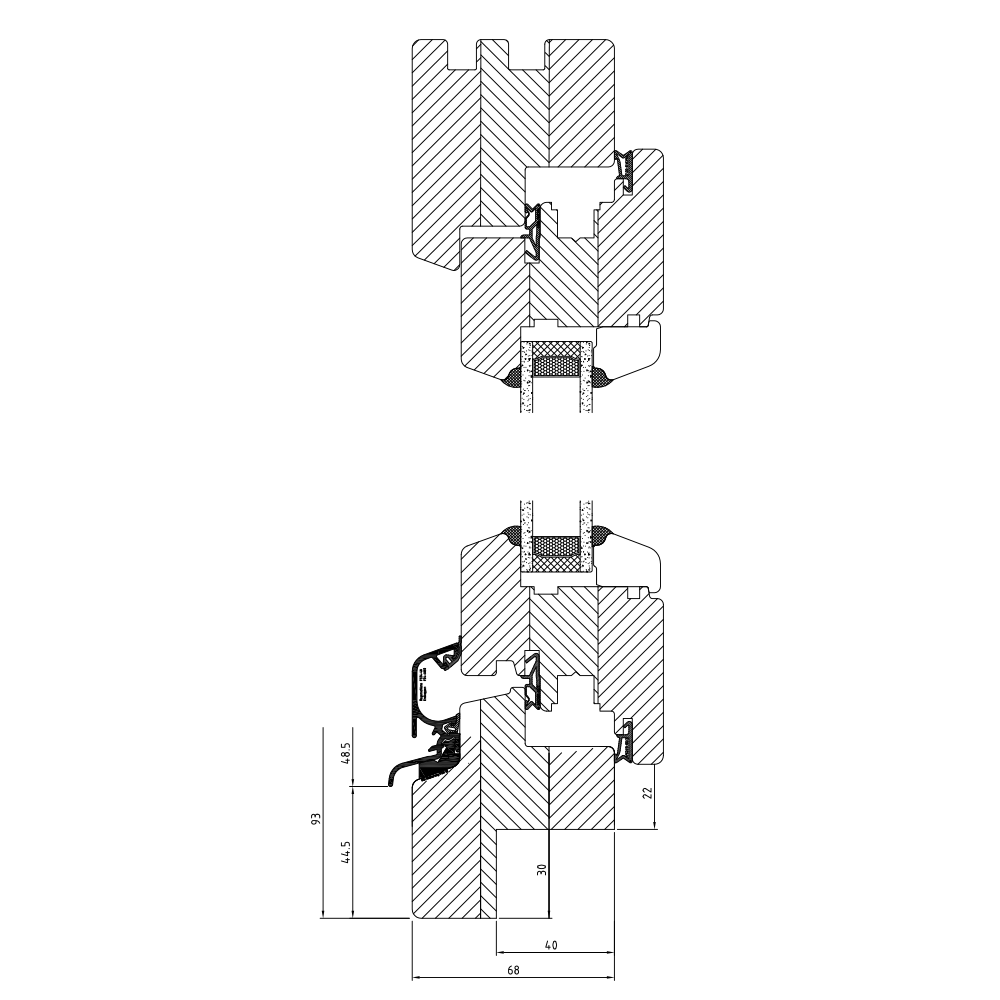 Profilé Bois IV 68 Fraisage de 30mm (ancien bâtiment)
