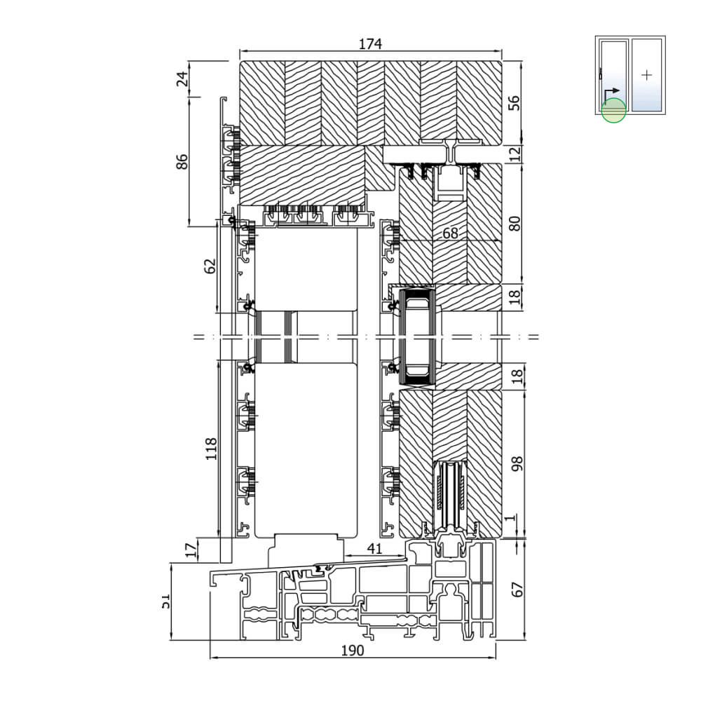 Plano - Schéma A Hauteur section avec seuil 67mm