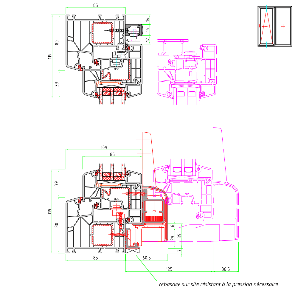 Ideal 8000 porte oscillo-coulissante 