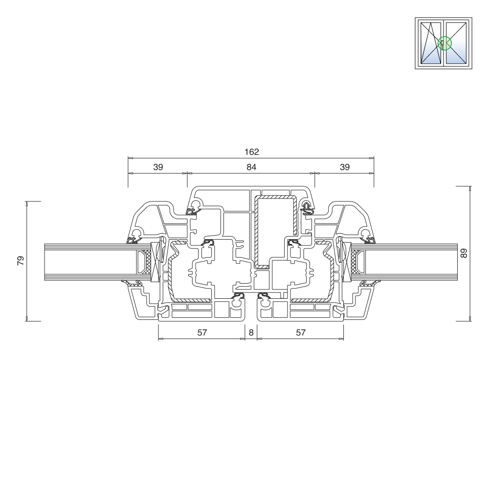 Ideal 5000 détail meneau mobile – variante 2