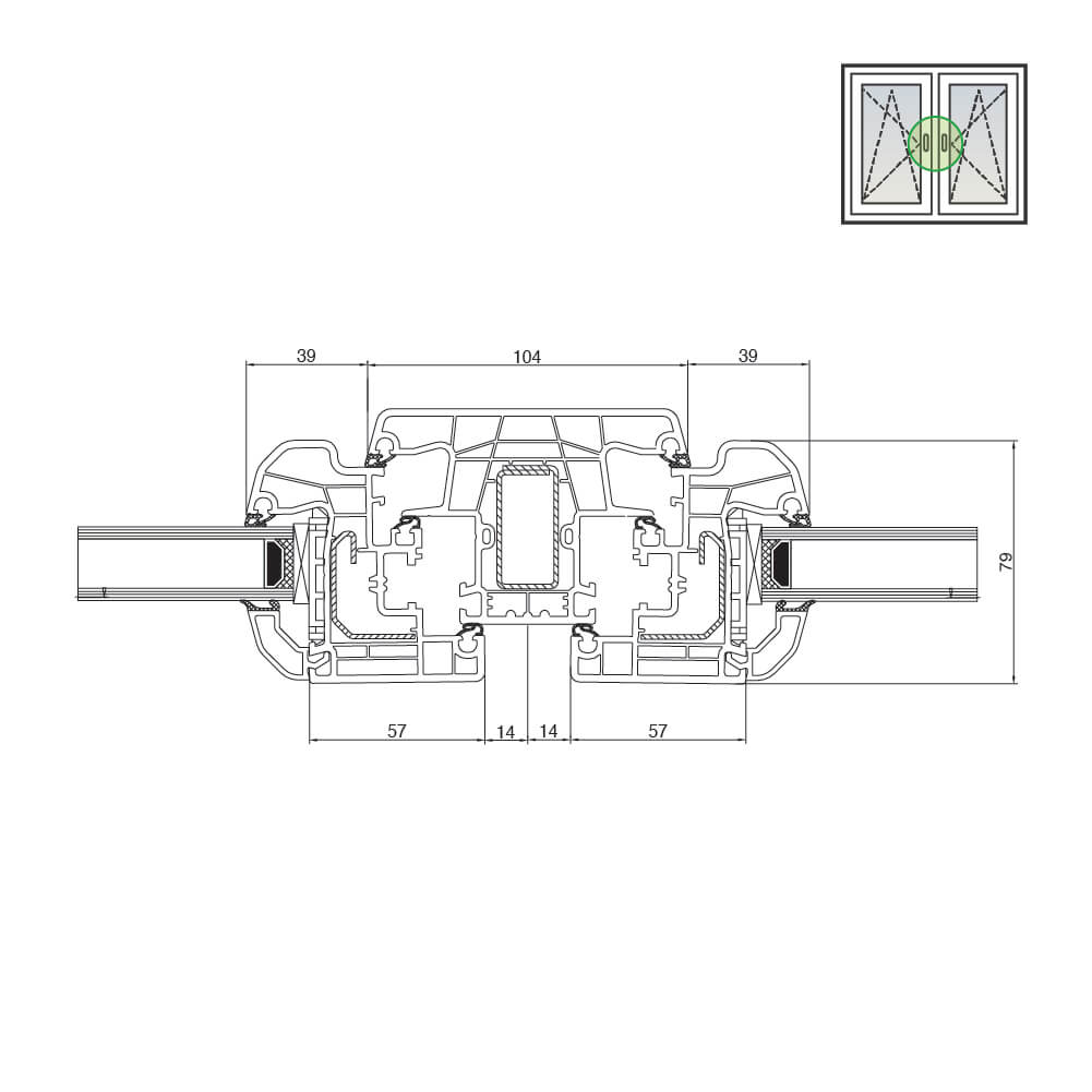 Ideal 5000 poteau fixe avec vantail – variante 2