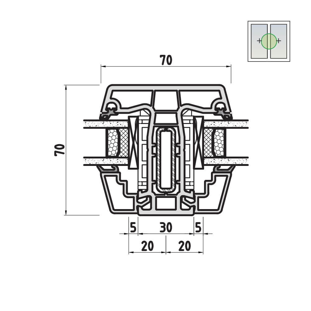 Ideal 5000 poteau fixe étroit vitrage fixe