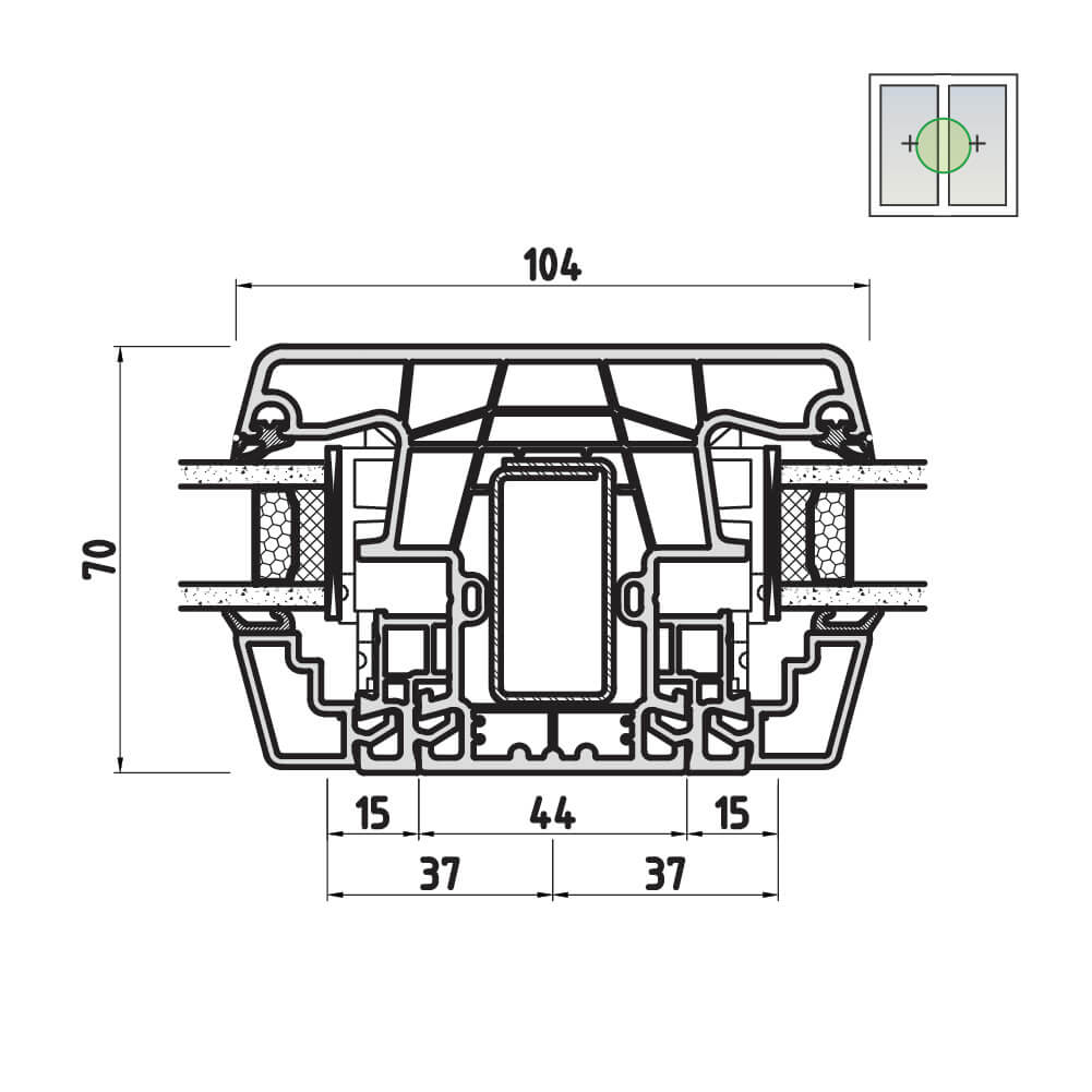 Ideal 5000 poteau fixe large avec vitrage fixe