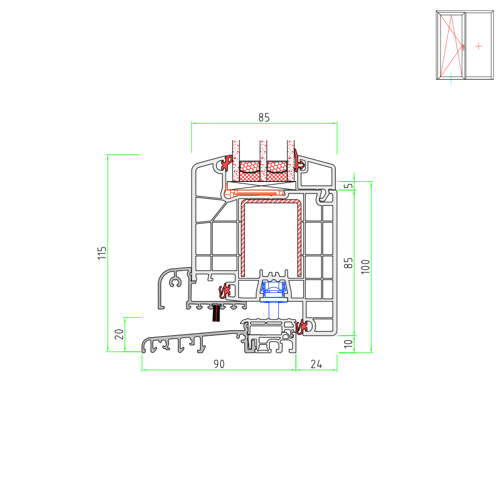 Ideal 8000 Porte-Fenêtre avec Seuil plat entièrement accessible