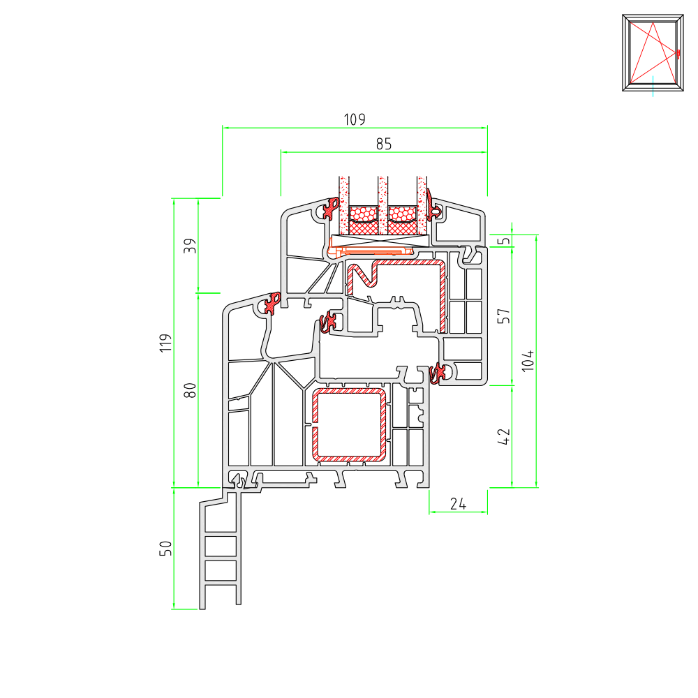 Profilé de raccord pour appui de fenêtre pour ancien bâtiment 50mm
