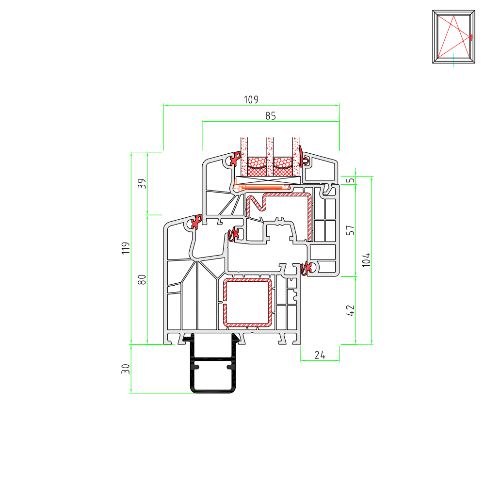 Profilé de raccord pour appui de fenêtre pour nouveau bâtiment 30mm