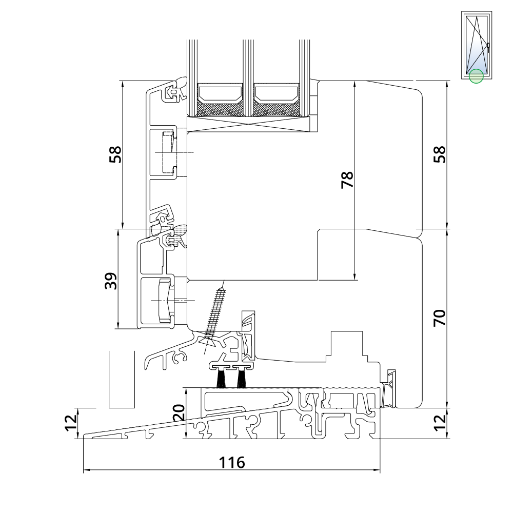 Idealu Classicline IV 92 Porte-fenêtre Seuil
