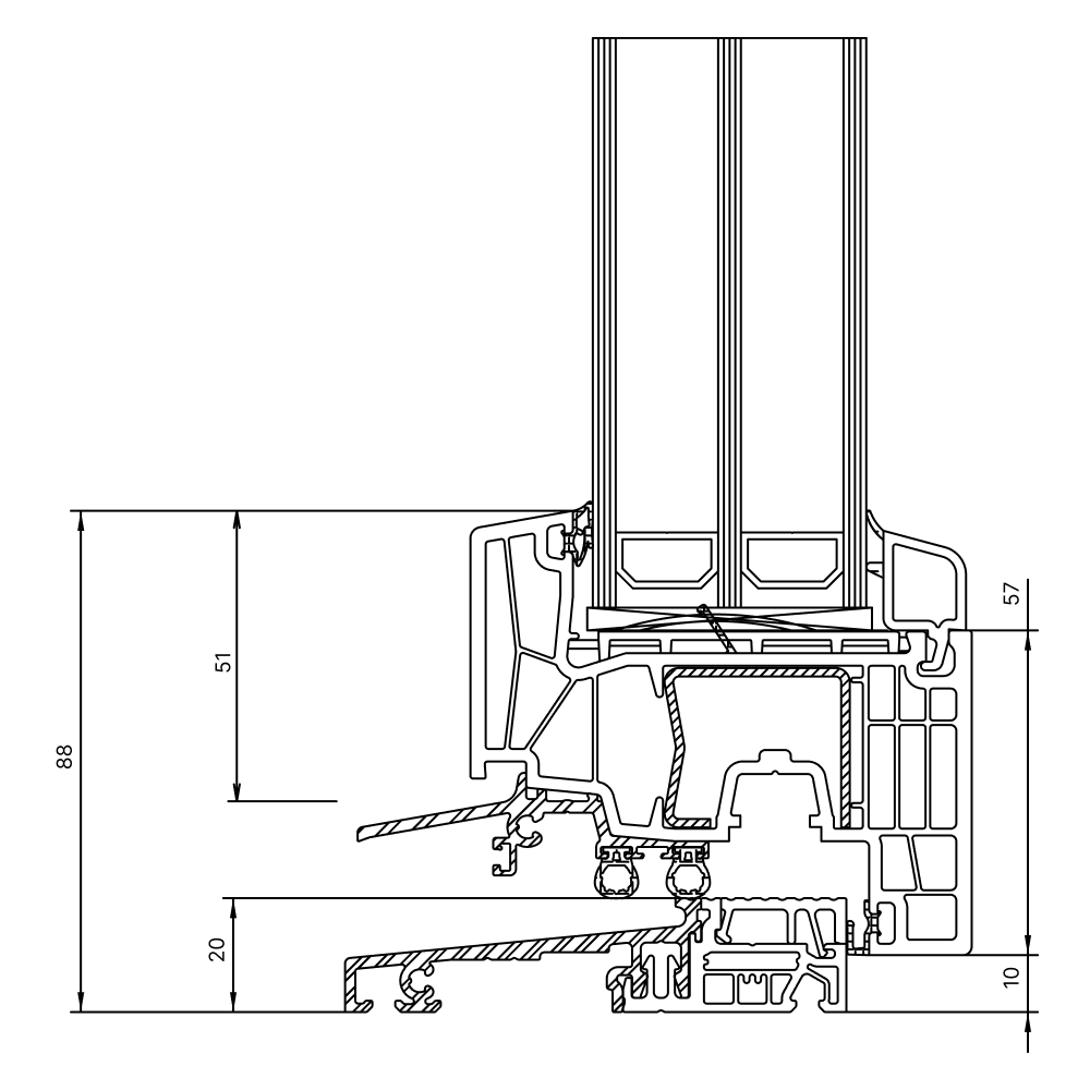 Porte-fenêtre avec seuil plat
