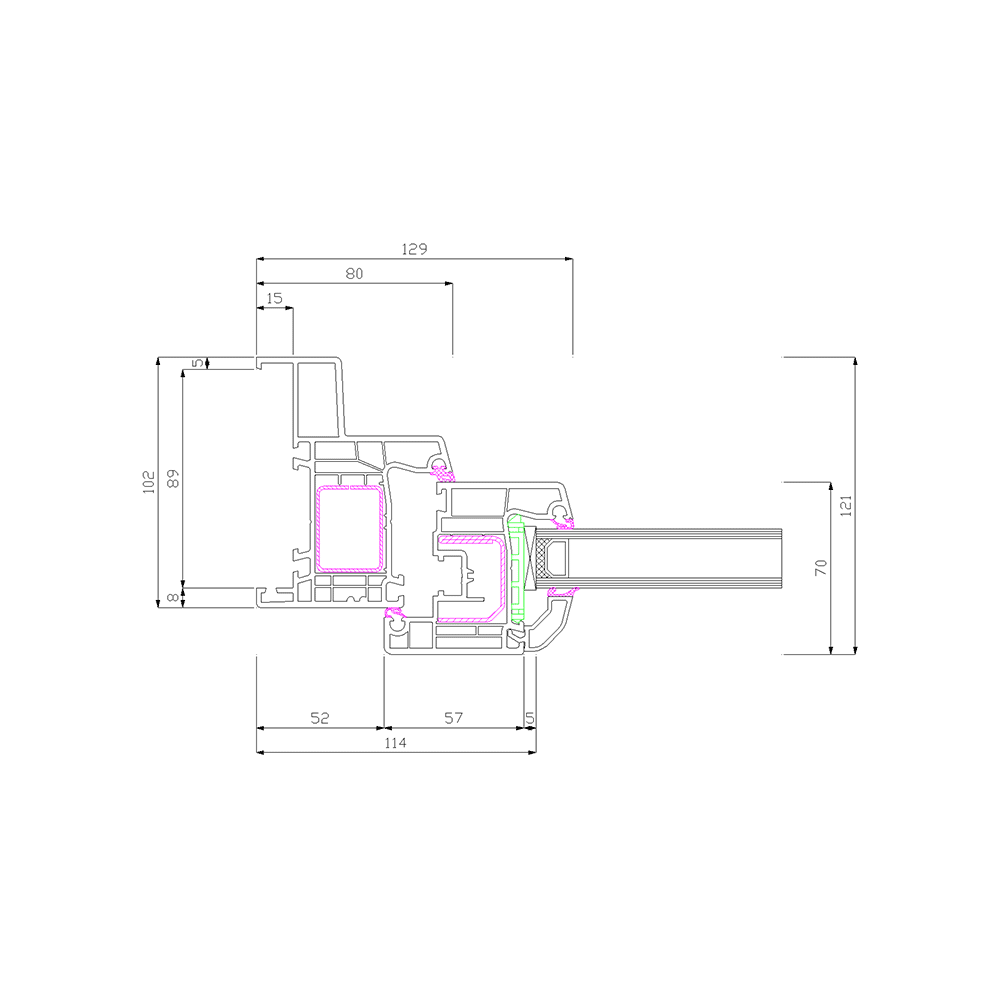 Profilé IDEAL 4000 Monobloc 102 Cadre et Vantail 