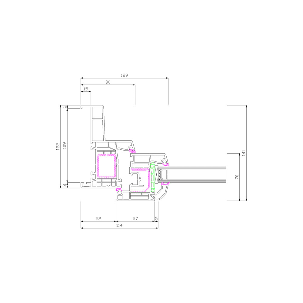 Profilé IDEAL 4000 Monobloc 122 Cadre et Vantail