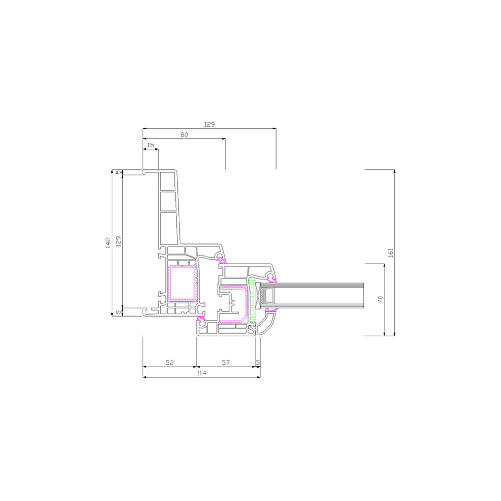 Profilé IDEAL 4000 Monobloc 142 Cadre et Vantail
