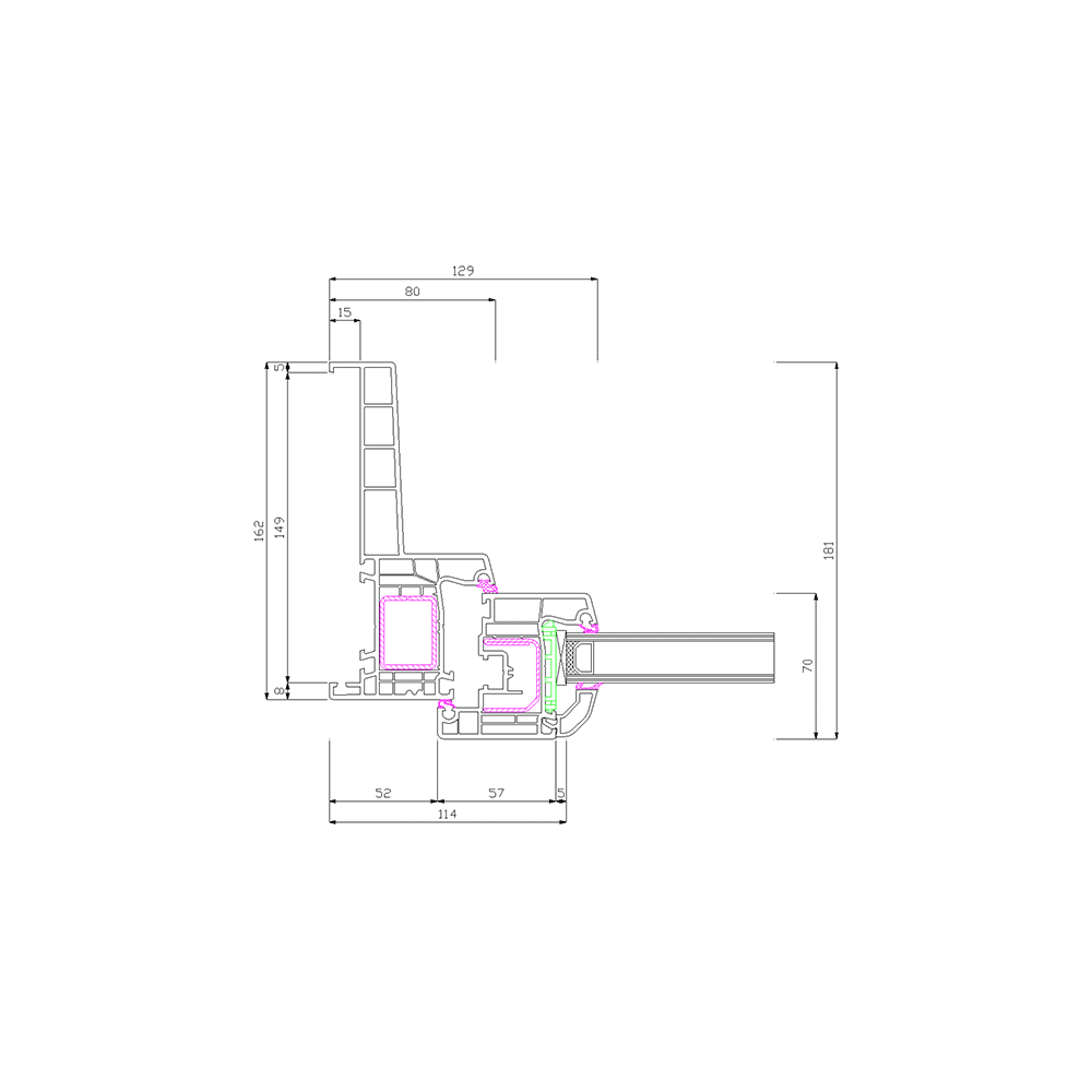 Profilé IDEAL 4000 Monobloc 162 Cadre et Vantail