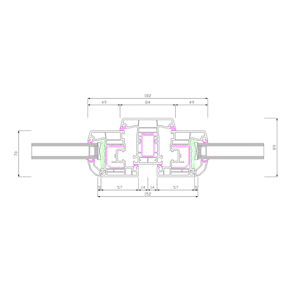 Profilé IDEAL 4000 Monobloc 162 Montant et Vantail 