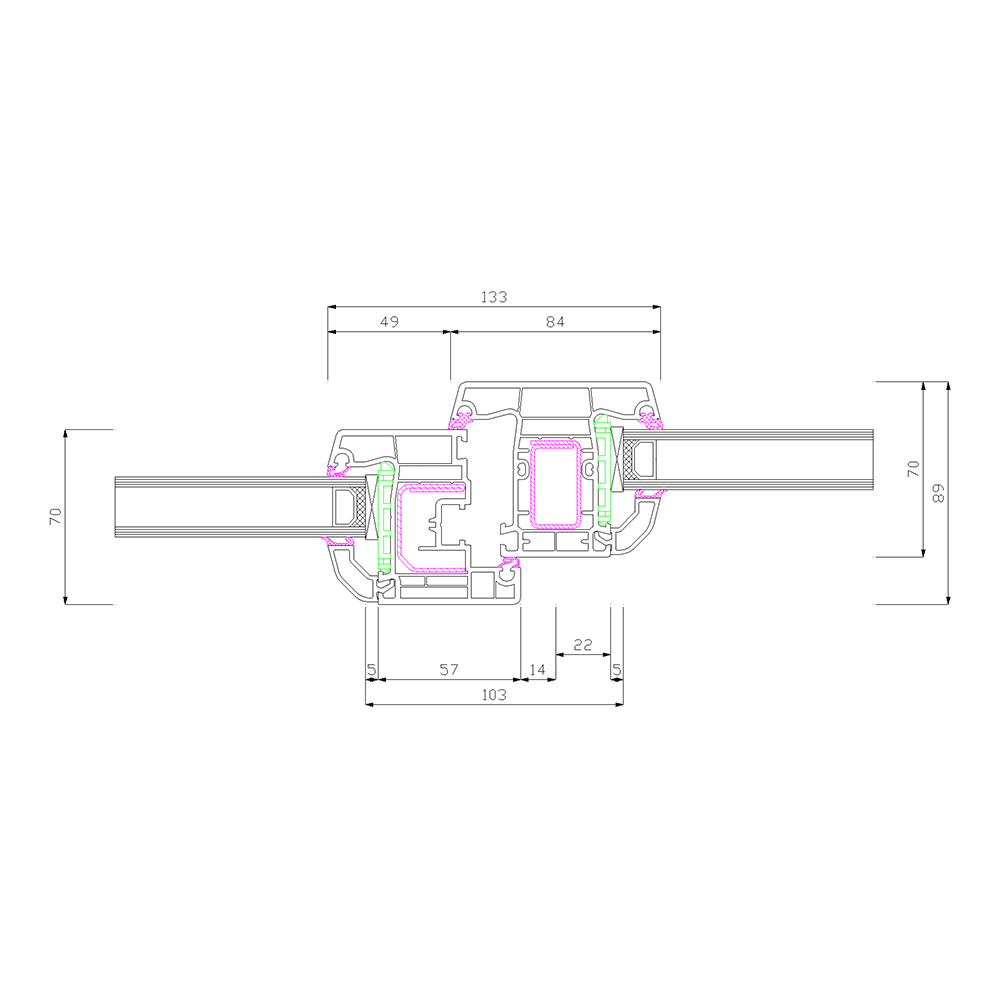 Profilé IDEAL 4000 Monobloc 162 Vantail avec Vitrage fixe