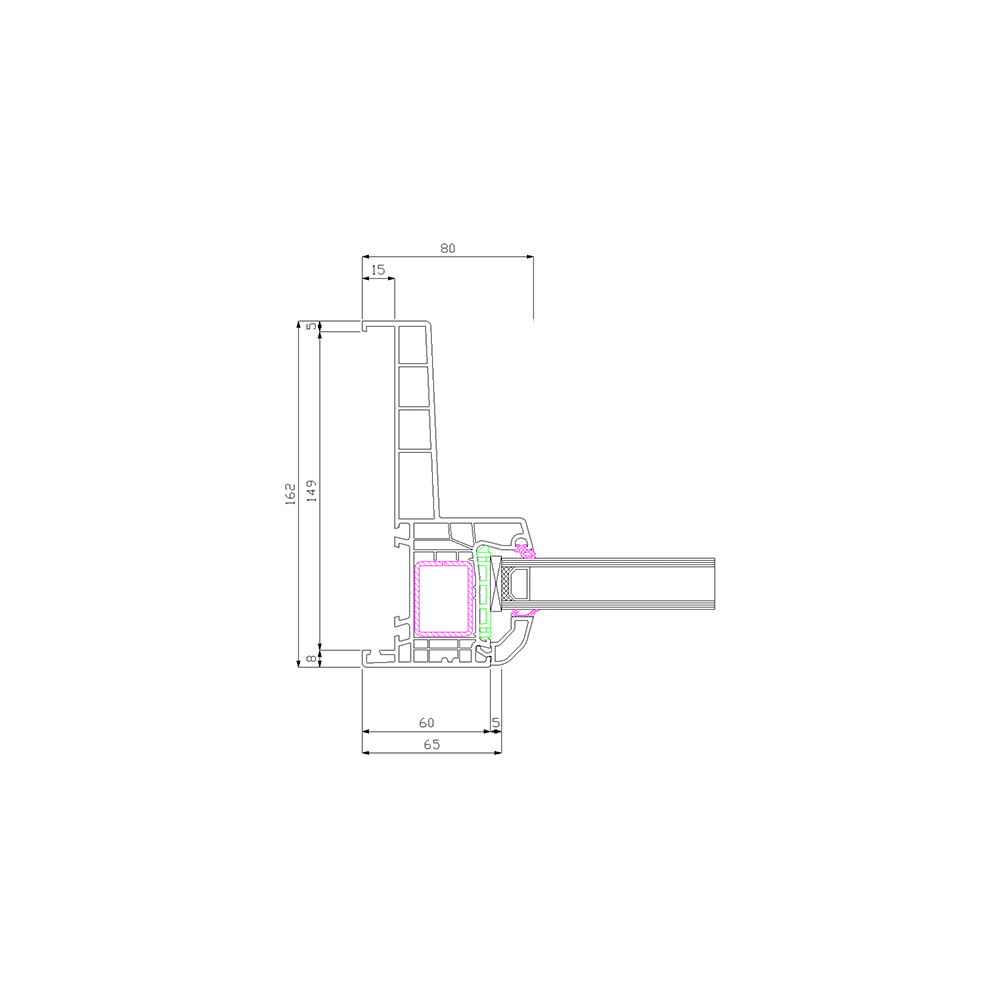Profilé IDEAL 4000 Monobloc 162 Vitrage fixe