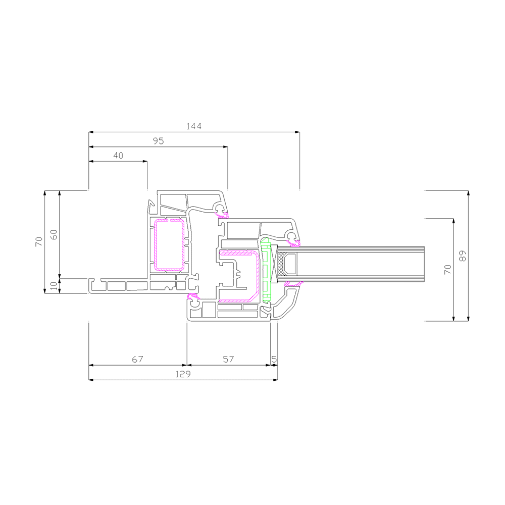 Profilé IDEAL 4000 Reno 40 Cadre et Vantail