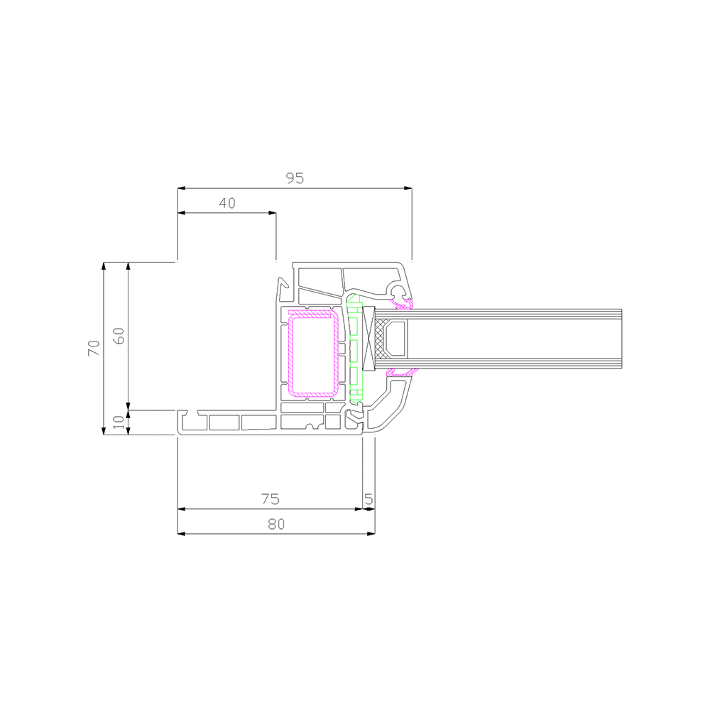 Profilé IDEAL 4000 Reno 40 Vitrage fixe