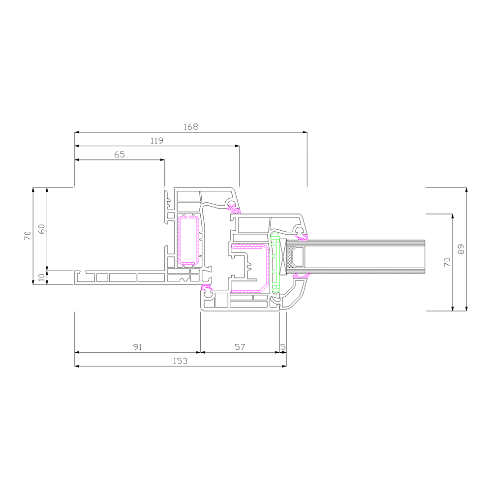 Profilé IDEAL 4000 Reno 65 Cadre et Vantail