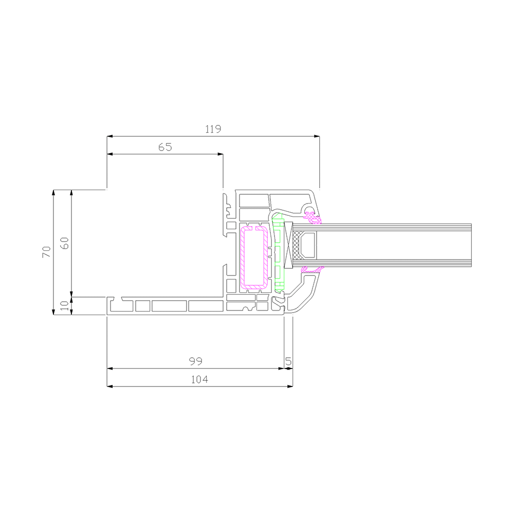 Profilé IDEAL 4000 Reno 65 Vitrage fixe