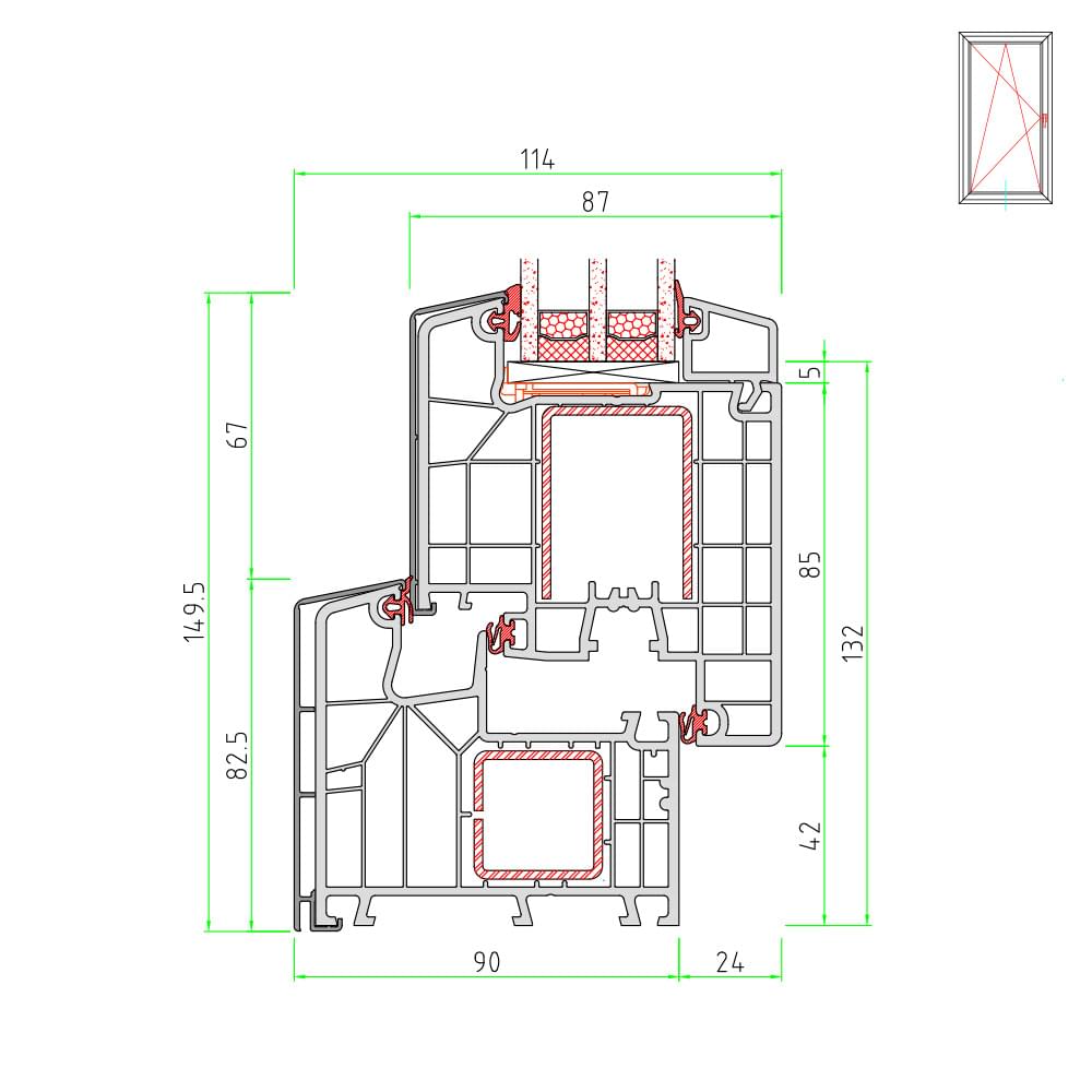 TwinSet 8000 - Coupe porte-fenêtre verrouillable partie inférieure