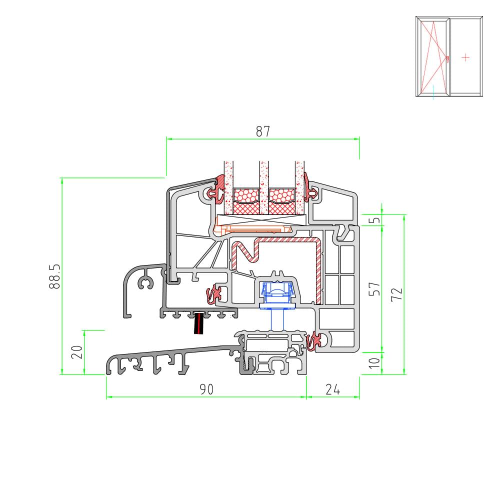 TwinSet 8000 - Porte-fenêtre avec seuil plat