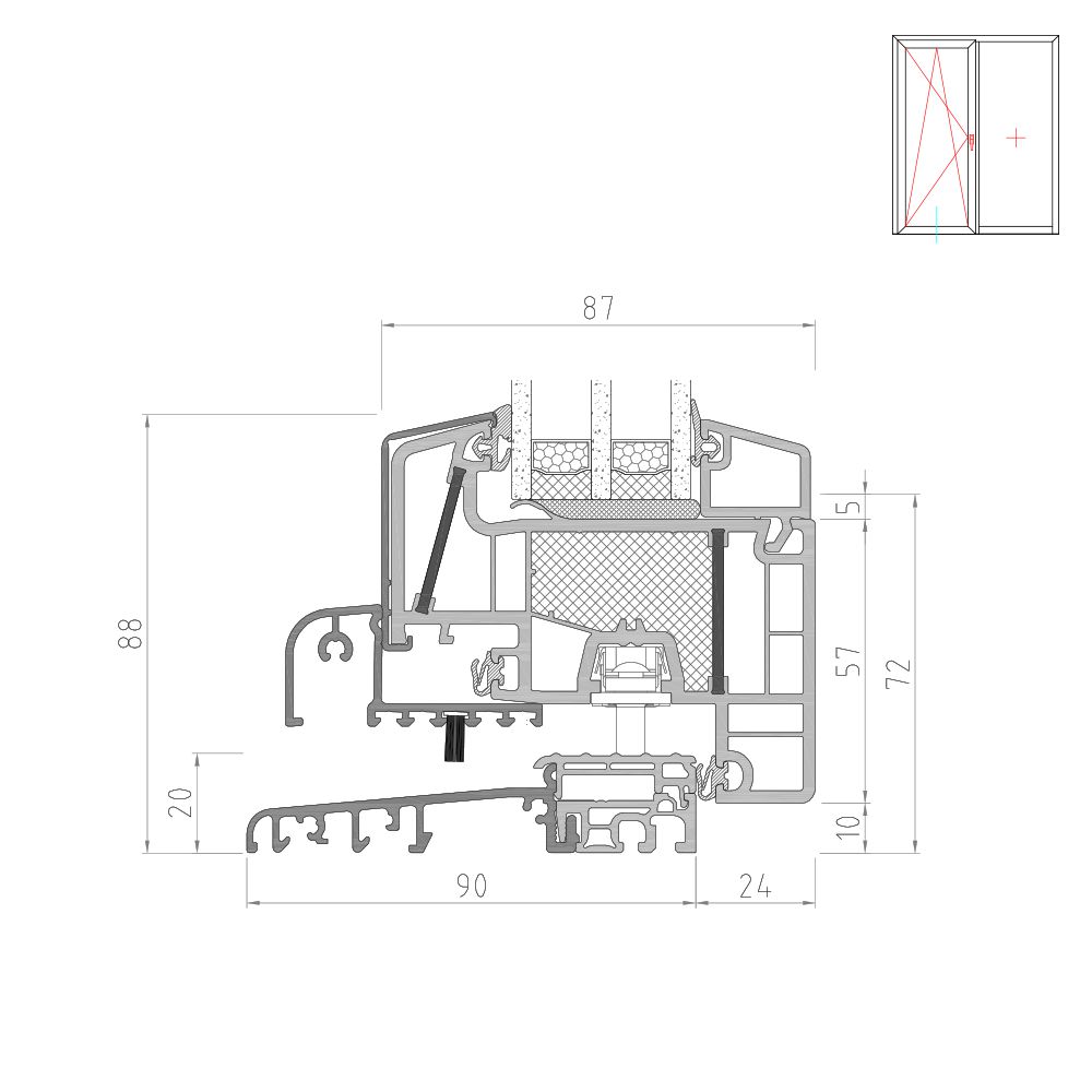 TwinSet 8000 ED - Porte-fenêtre avec seuil plat