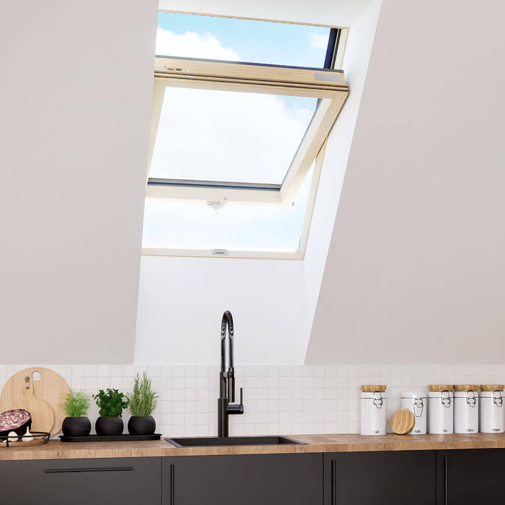 Fenêtre de toit en bois installée