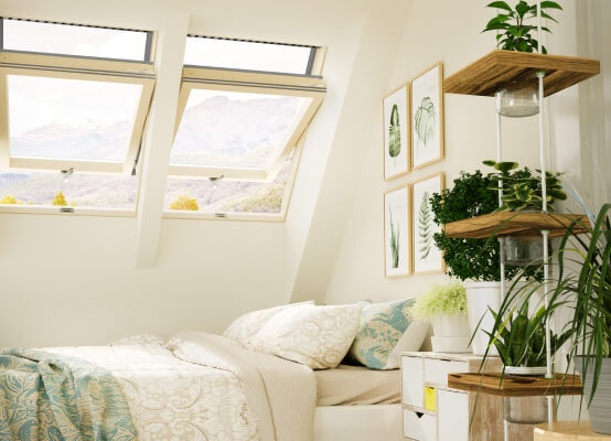 Fenêtres de toit en bois chambre