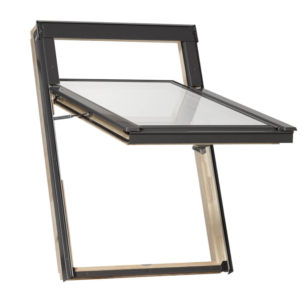 fenêtre de toit en bois avec ouverture par projection