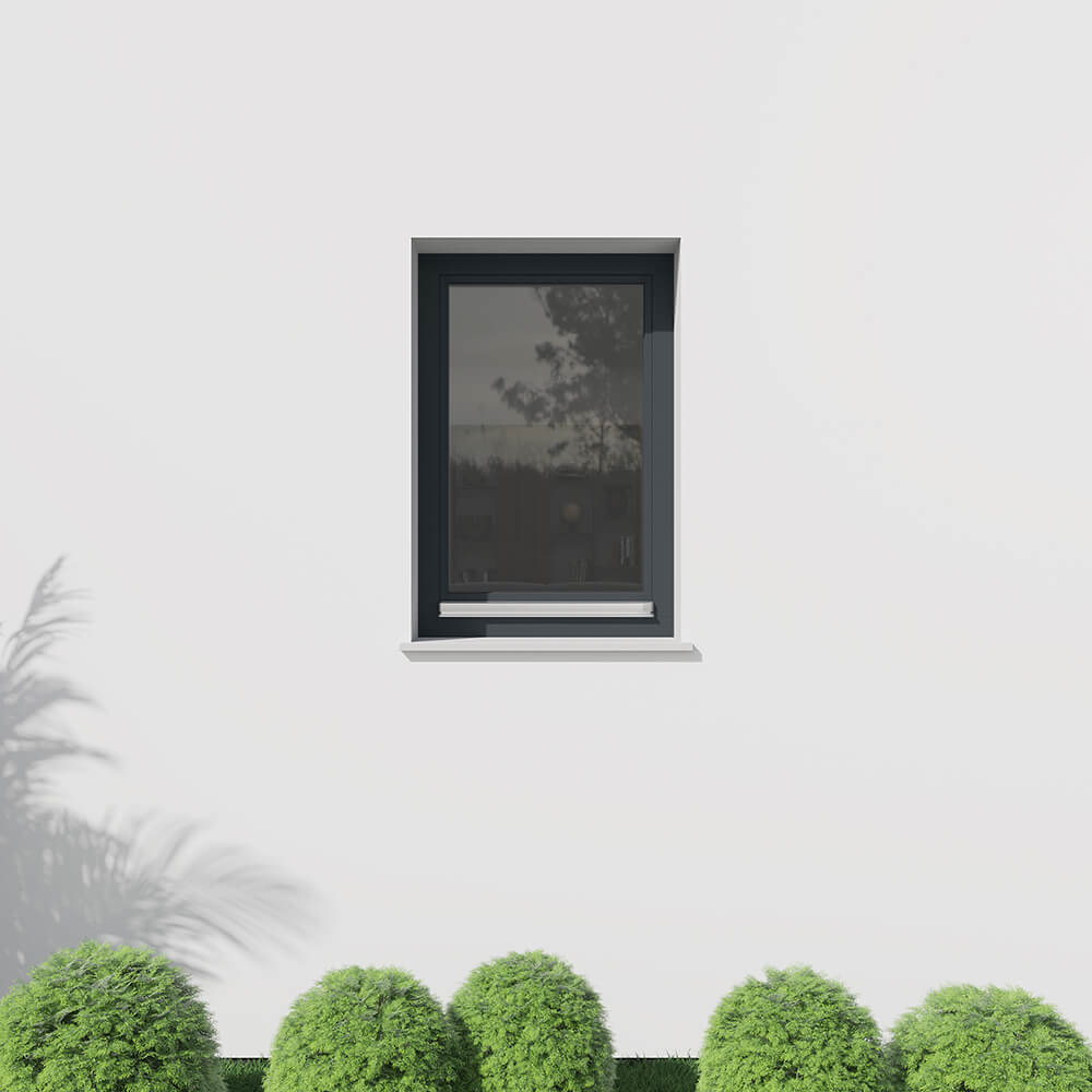Fenêtre anthracite, 800 x 1200 mm, oscillo-battant ouvrant gauche, sur façade