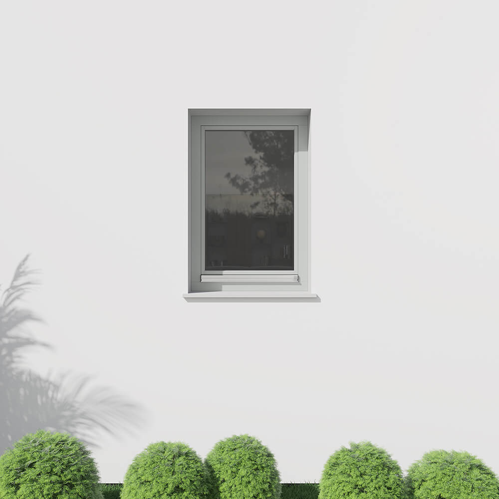 Fenêtre gris clair, 800 x 1200 mm, oscillo-battant ouvrant gauche, sur façade