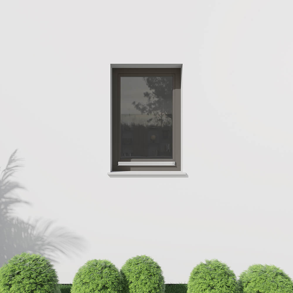 Fenêtre grise, 800 x 1200 mm, oscillo-battant ouvrant gauche, sur façade