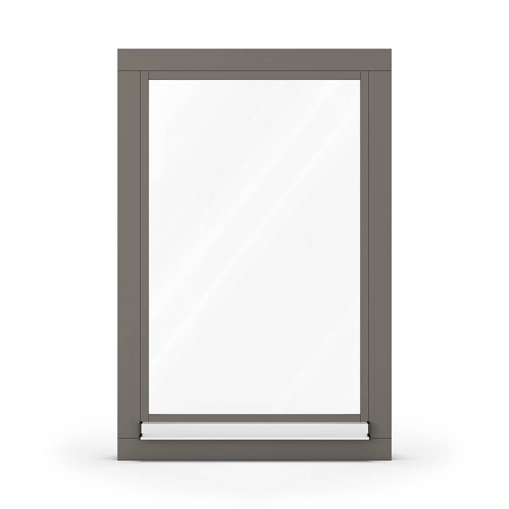 Fenêtre en bois gris RAL 7039, 800 x 1200 mm, oscillo-battant ouvrant gauche, vue extérieure