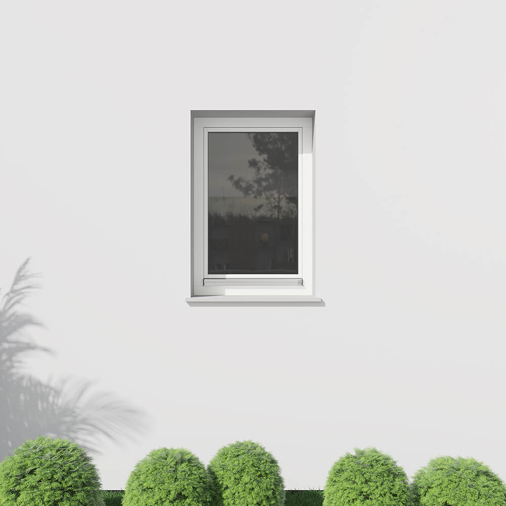 Fenêtre blanche, 800 x 1200 mm, oscillo-battant ouvrant gauche, sur façade