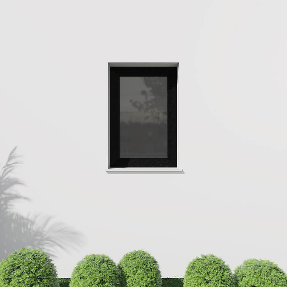 Fenêtre aludec Jet Black, 800 x 1200 mm, oscillo-battant ouvrant gauche, sur façade