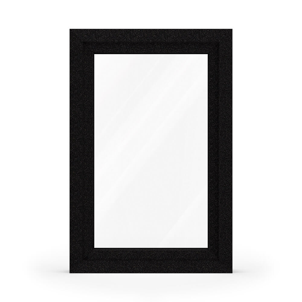 Fenêtre en PVC aludec Jet Black, 800 x 1200 mm, oscillo-battant ouvrant gauche, vue extérieure
