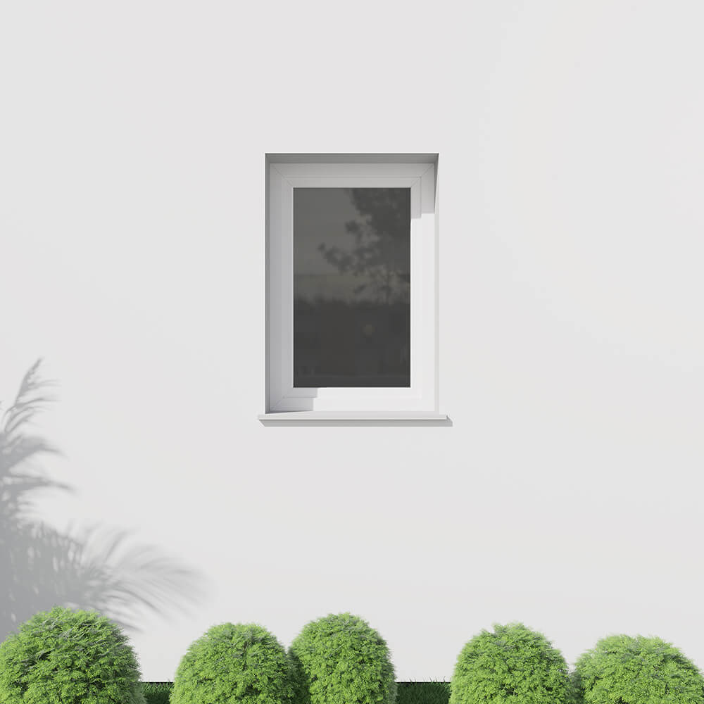 Fenêtre blanche, 800 x 1200 mm, oscillo-battant ouvrant gauche, sur façade