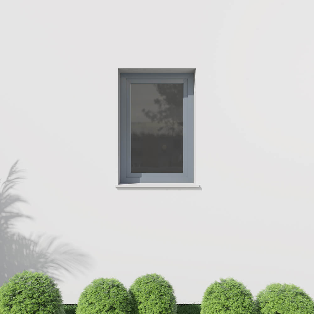 Fenêtre grise, 800 x 1200 mm, oscillo-battant ouvrant gauche, sur façade 