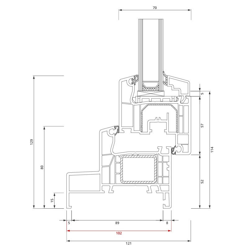Section du Profilé Monobloc IDEAL 4000 102x80 mm